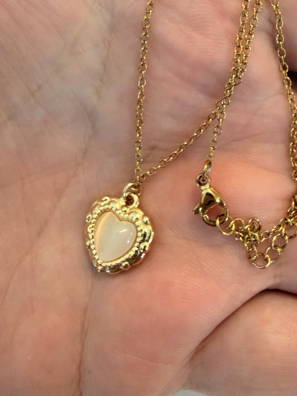 Gold Tone Heart Pendant Necklace - Picture 5 of 7